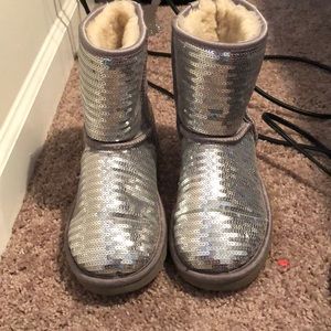 Silver Sparkle Uggs Size 3Y